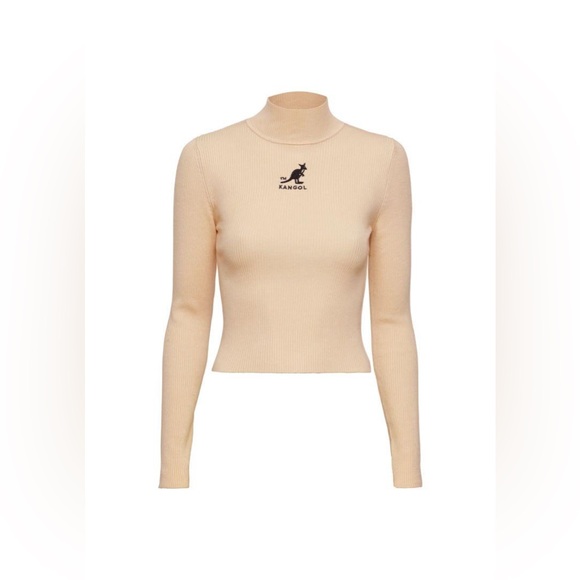 KANGOL by H&M Ribbed Mockneck top - beige - size S - Picture 6 of 8